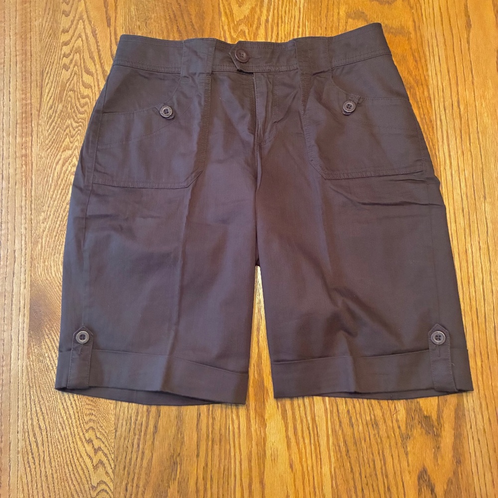 "Charter Club"  brown shorts, size 8, bermuda length,  EUC